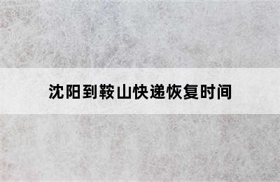 沈阳到鞍山快递恢复时间
