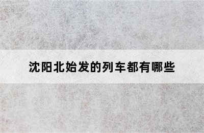 沈阳北始发的列车都有哪些
