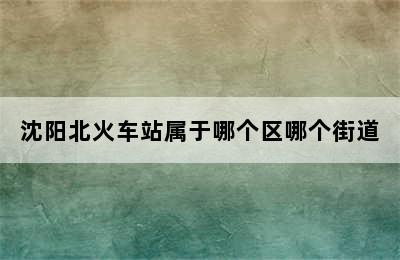 沈阳北火车站属于哪个区哪个街道