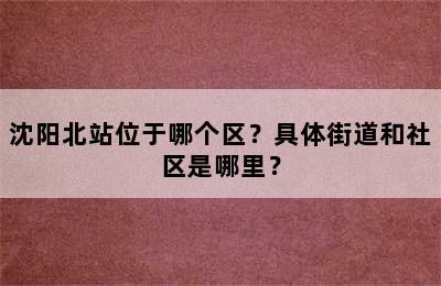 沈阳北站位于哪个区？具体街道和社区是哪里？