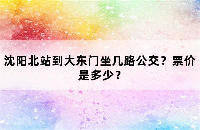 沈阳北站到大东门坐几路公交？票价是多少？