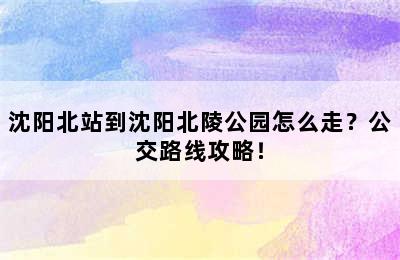 沈阳北站到沈阳北陵公园怎么走？公交路线攻略！