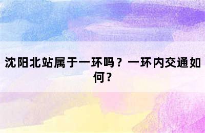 沈阳北站属于一环吗？一环内交通如何？