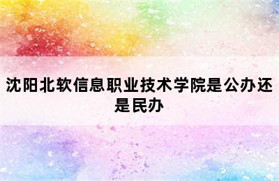 沈阳北软信息职业技术学院是公办还是民办