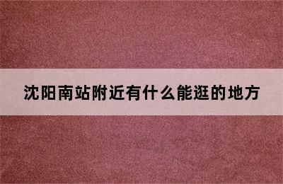 沈阳南站附近有什么能逛的地方