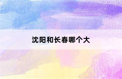 沈阳和长春哪个大