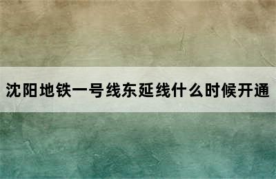 沈阳地铁一号线东延线什么时候开通