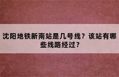 沈阳地铁新南站是几号线？该站有哪些线路经过？