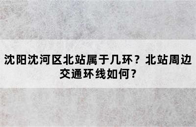 沈阳沈河区北站属于几环？北站周边交通环线如何？