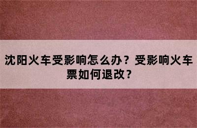 沈阳火车受影响怎么办？受影响火车票如何退改？