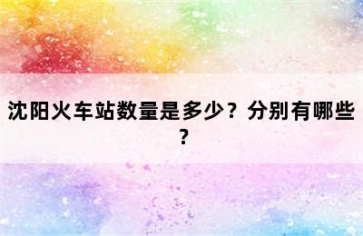 沈阳火车站数量是多少？分别有哪些？