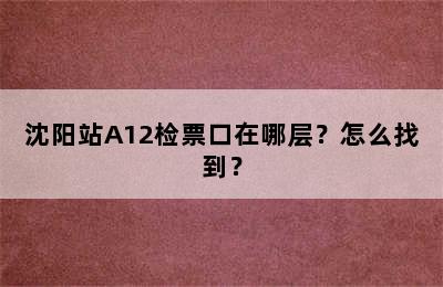 沈阳站A12检票口在哪层？怎么找到？