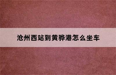 沧州西站到黄骅港怎么坐车