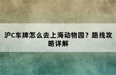 沪C车牌怎么去上海动物园？路线攻略详解