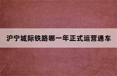 沪宁城际铁路哪一年正式运营通车