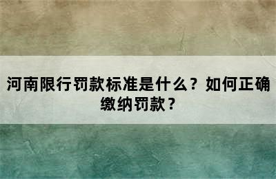 河南限行罚款标准是什么？如何正确缴纳罚款？