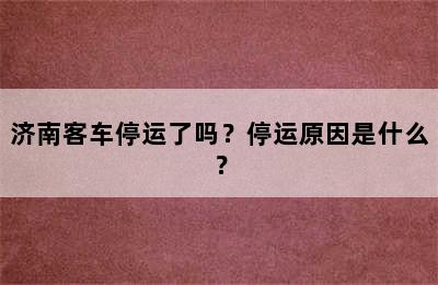 济南客车停运了吗？停运原因是什么？