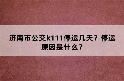 济南市公交k111停运几天？停运原因是什么？