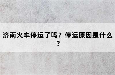 济南火车停运了吗？停运原因是什么？