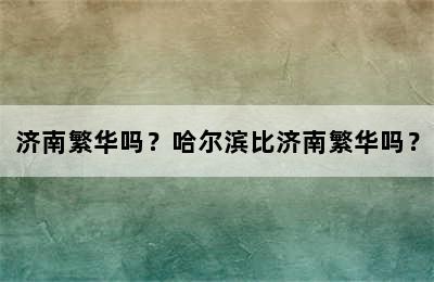 济南繁华吗？哈尔滨比济南繁华吗？