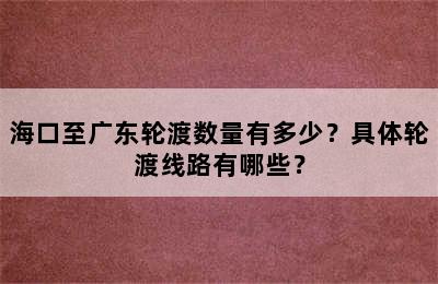 海口至广东轮渡数量有多少？具体轮渡线路有哪些？