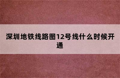 深圳地铁线路图12号线什么时候开通