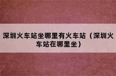 深圳火车站坐哪里有火车站（深圳火车站在哪里坐）