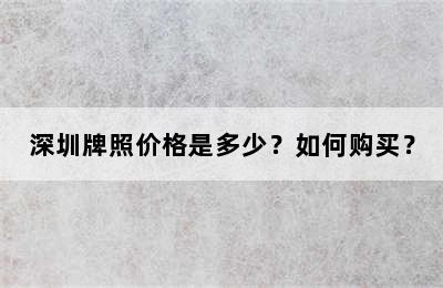 深圳牌照价格是多少？如何购买？