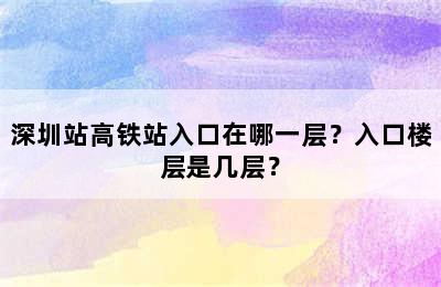 深圳站高铁站入口在哪一层？入口楼层是几层？
