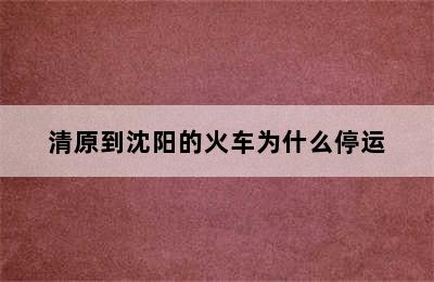 清原到沈阳的火车为什么停运