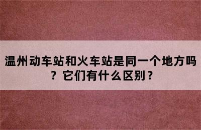 温州动车站和火车站是同一个地方吗？它们有什么区别？