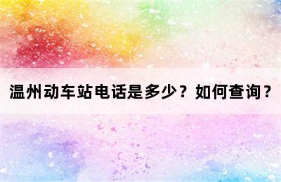 温州动车站电话是多少？如何查询？