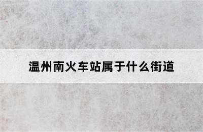 温州南火车站属于什么街道