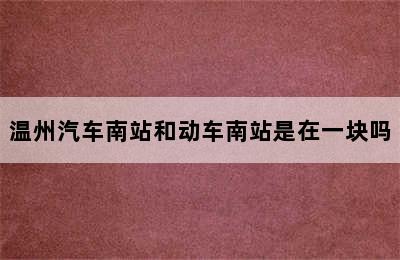 温州汽车南站和动车南站是在一块吗
