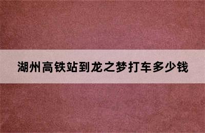 湖州高铁站到龙之梦打车多少钱