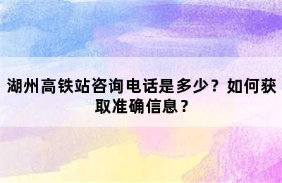 湖州高铁站咨询电话是多少？如何获取准确信息？