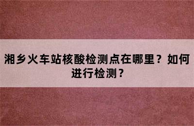 湘乡火车站核酸检测点在哪里？如何进行检测？