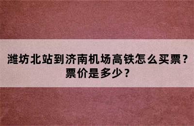 潍坊北站到济南机场高铁怎么买票？票价是多少？