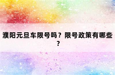 濮阳元旦车限号吗？限号政策有哪些？