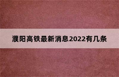 濮阳高铁最新消息2022有几条