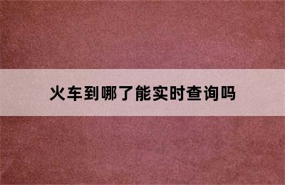 火车到哪了能实时查询吗