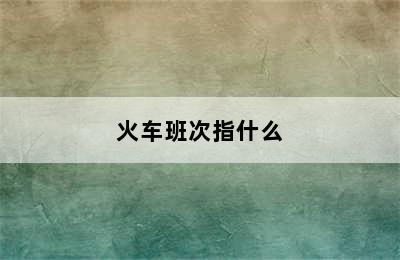 火车班次指什么