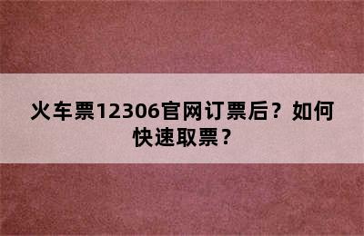 火车票12306官网订票后？如何快速取票？