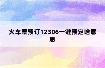 火车票预订12306一键预定啥意思