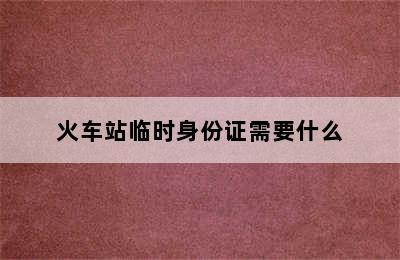 火车站临时身份证需要什么