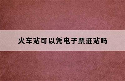 火车站可以凭电子票进站吗