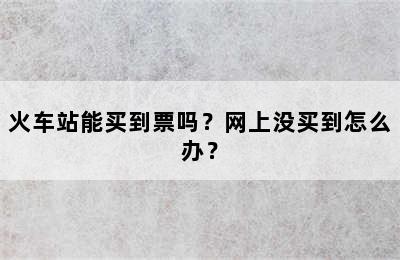 火车站能买到票吗？网上没买到怎么办？