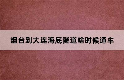 烟台到大连海底隧道啥时候通车