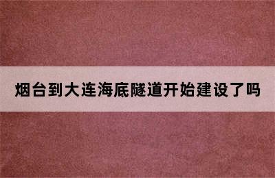 烟台到大连海底隧道开始建设了吗