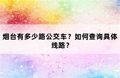 烟台有多少路公交车？如何查询具体线路？